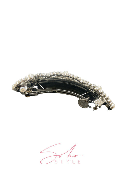 Pearl Rhinestone Three Circle Barrette Barrette Soho Style