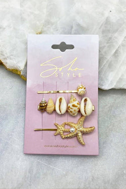 Seashell and Twin Starfish Bobby Pin 3PCS Set Bobby Pins Soho Style