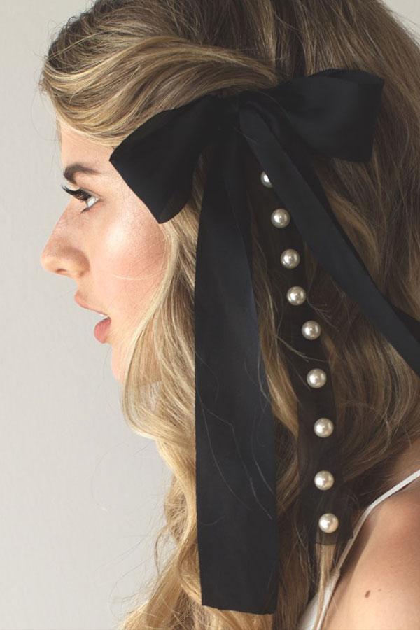 Satin and Pearl Bow Barrette Barrette 2019