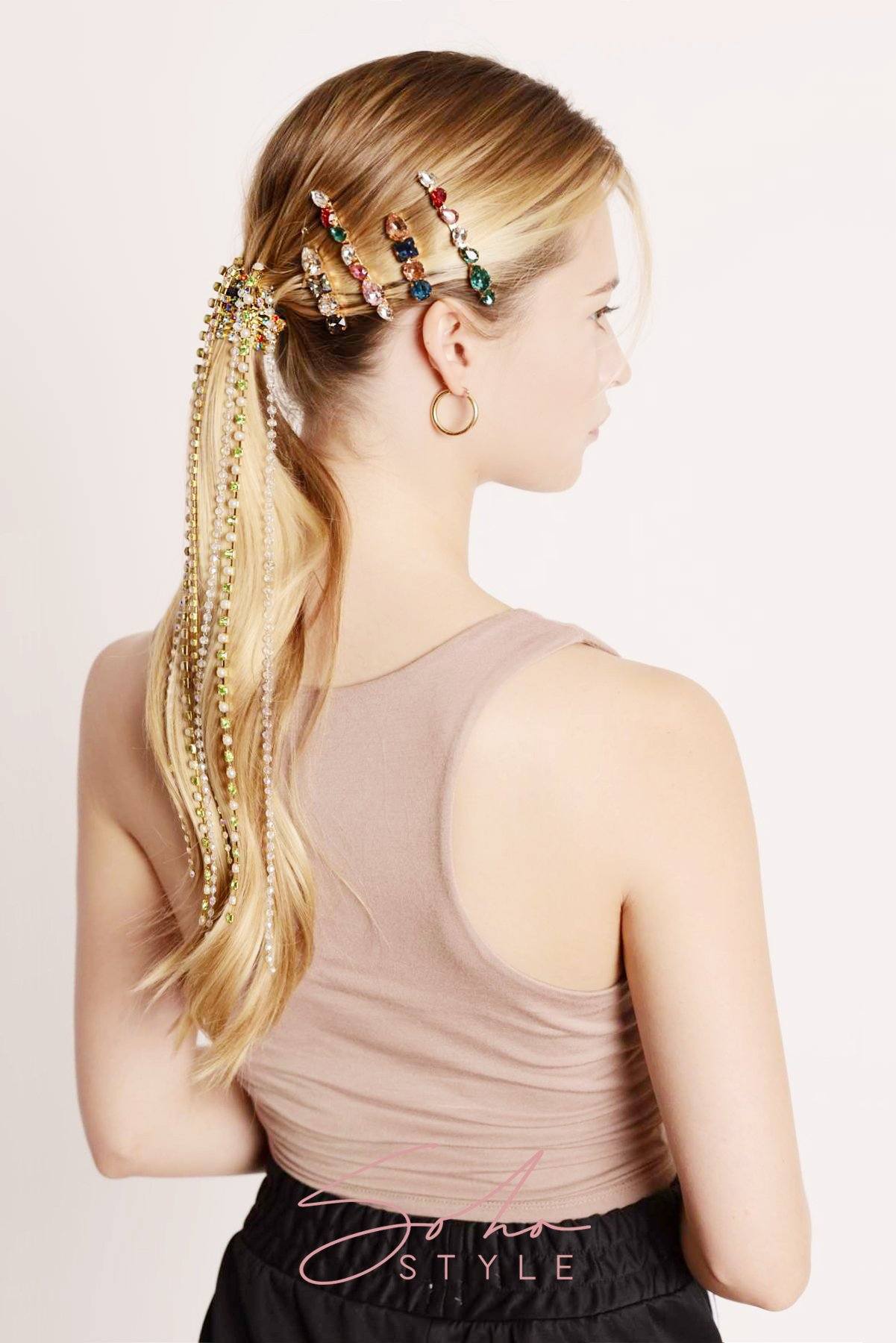 Soho Style Multi-Colored Bejeweled Barrette set Hair Accessorie Soho Style