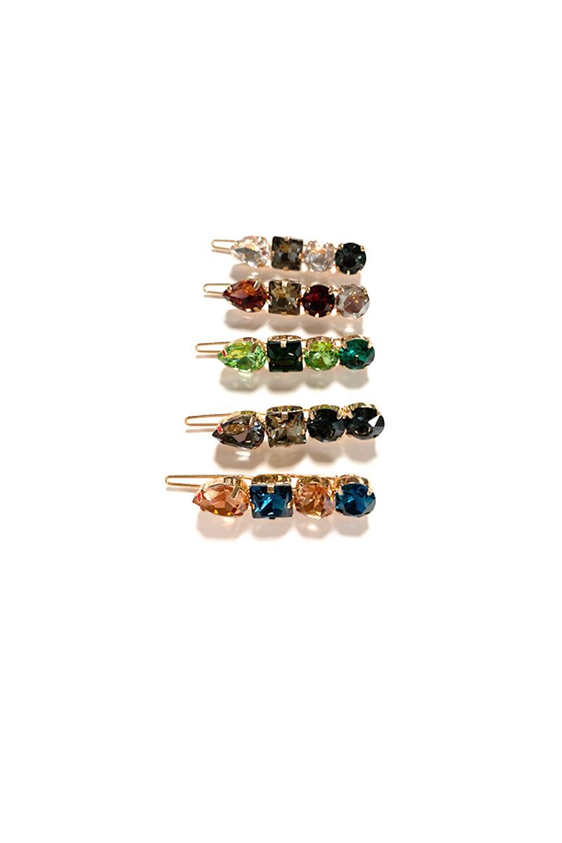 Multi-Colored 4-Stone Hair Bejeweled Barrettes – Soho Style