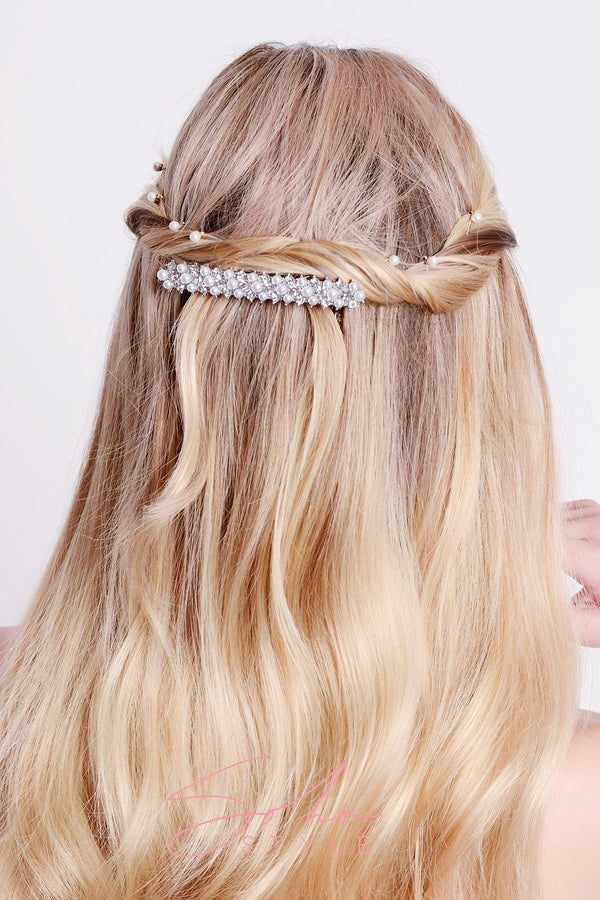 Elegant Crystal Rhinestone Pearl Barrette Barrette 2020