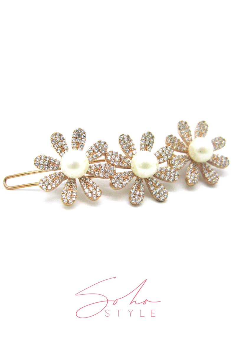 Dandelion pearl flower stone barrettes Barrette Soho Style