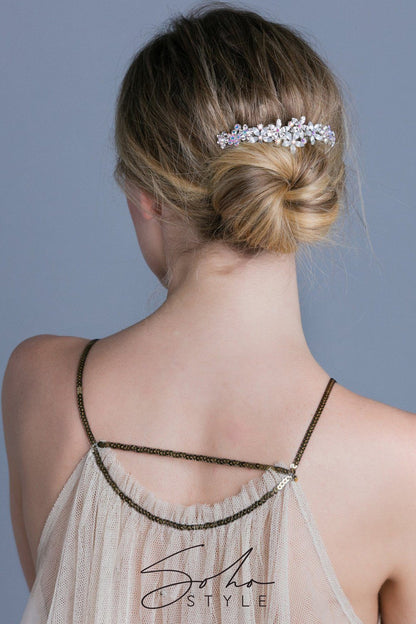 Contrasting Crystal Flower Barrette Barrette Soho Style