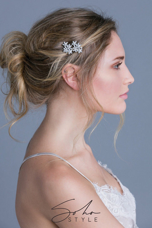 Royal Pearl Floral Magnetic Barrette Barrette Soho Style