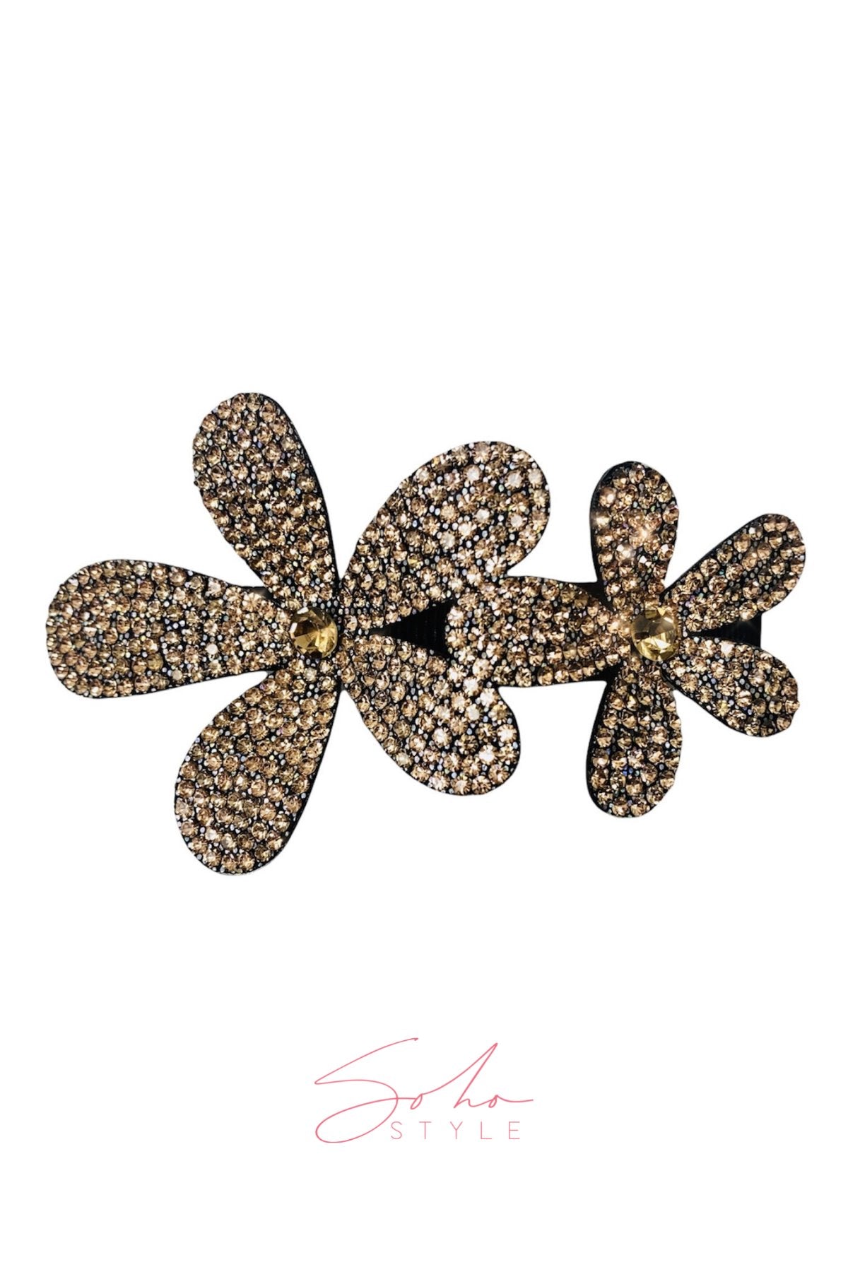 Two Flower crystal barrette Soho Style