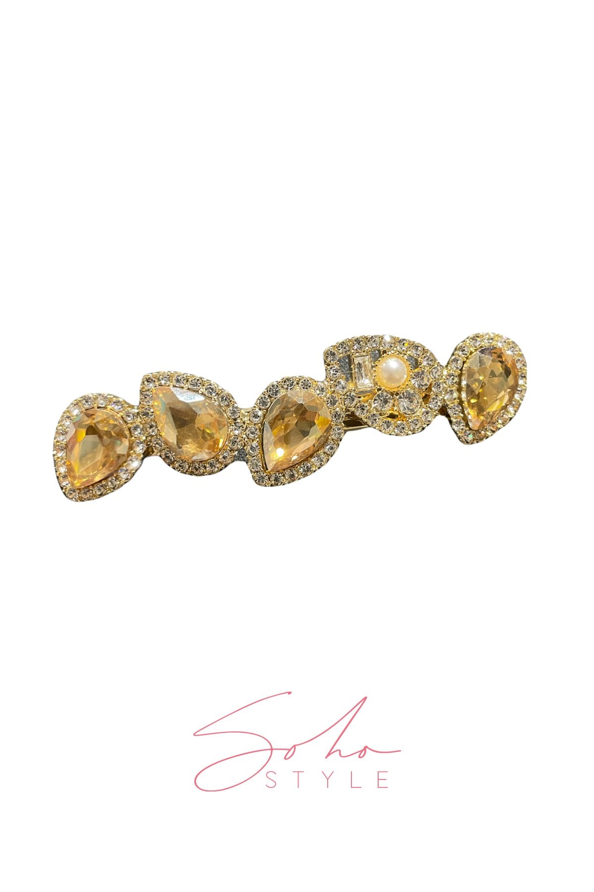 Almond Ruby Pearl Rhinestone Barrette Barrette Soho Style