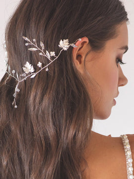 Silver Leaves Crystal Headband