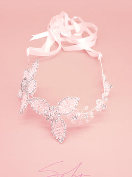 Crystal Flowers with Translucent Leaves hair crown