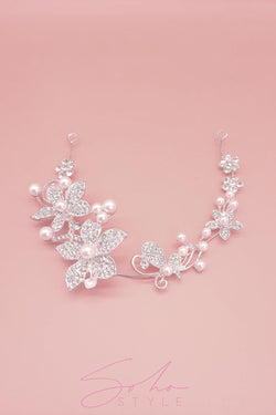 Diamond Petals and Pearl Pistils Hair Crown Wedding Sale