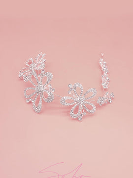 Diamond Encrusted Flowers Hair Crown