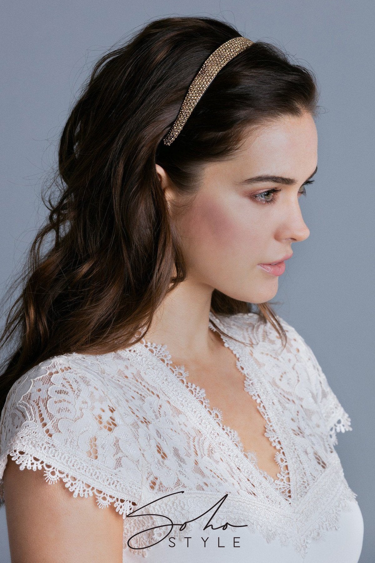 Lightweight Crystal Covered Headband Headband Soho Style