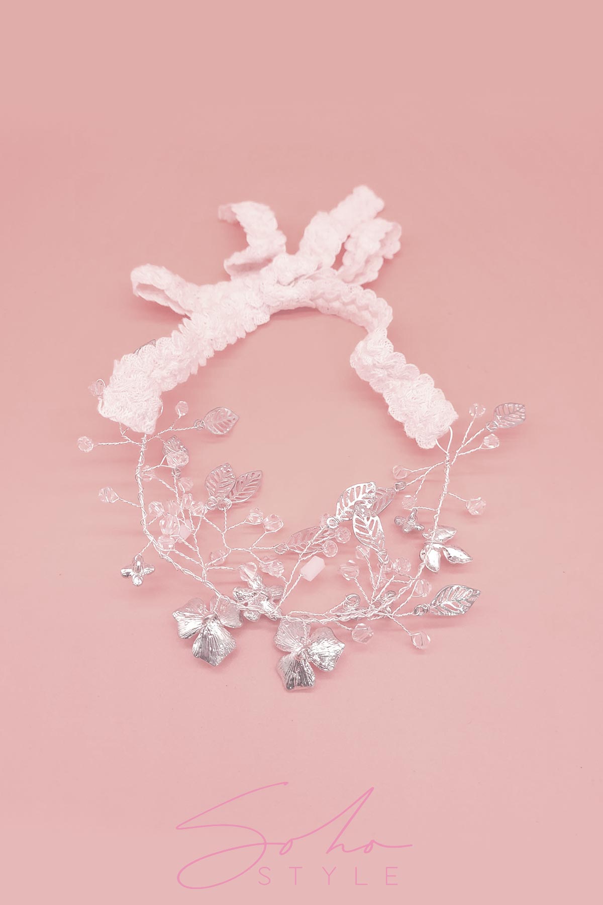 Silver Flowers and Crystals Crown Wedding Sale
