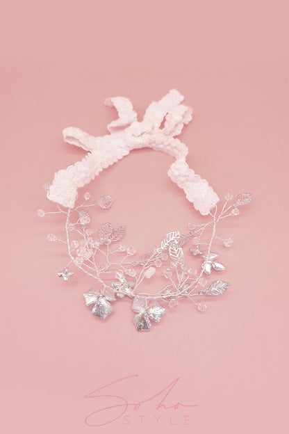 Silver Flowers and Crystals Crown Wedding Sale