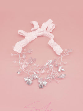 Silver Flowers and Crystals Crown