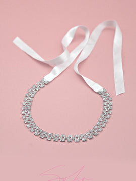 Diamond Encrusted Silver Plate Headband