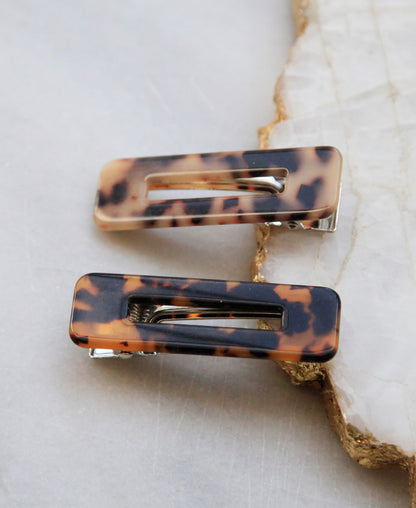 Tortoise Shell Rectangular Hair Clip Sets 2019