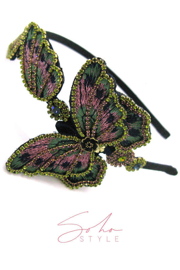 Hand Tie Ruby Stone Butterfly Headband Headband Soho Style