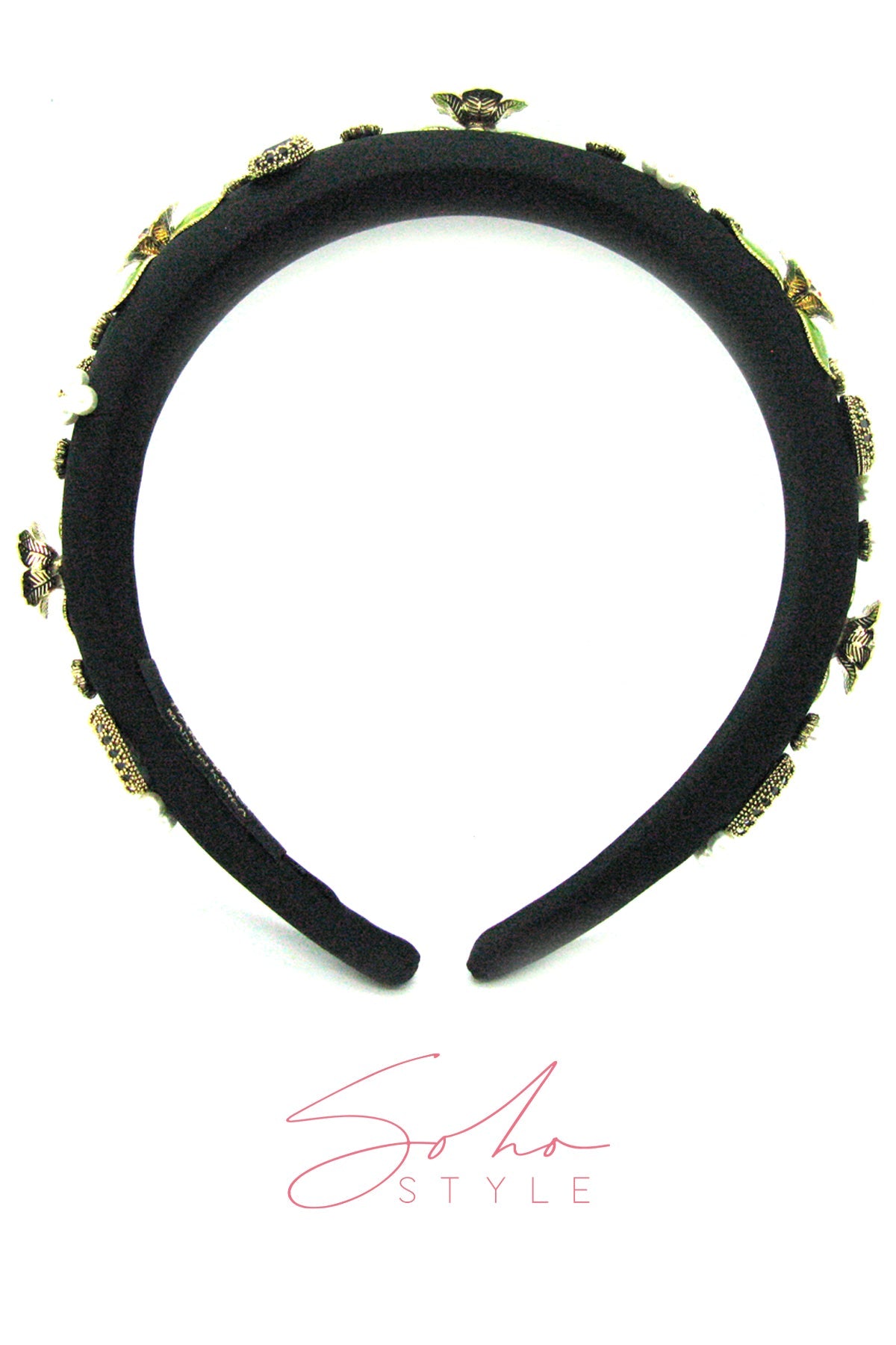 Velvet Flower Handmade Pearl Stone Ruby Headband Headband Soho Style