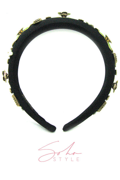 Velvet Flower Handmade Pearl Stone Ruby Headband Headband Soho Style