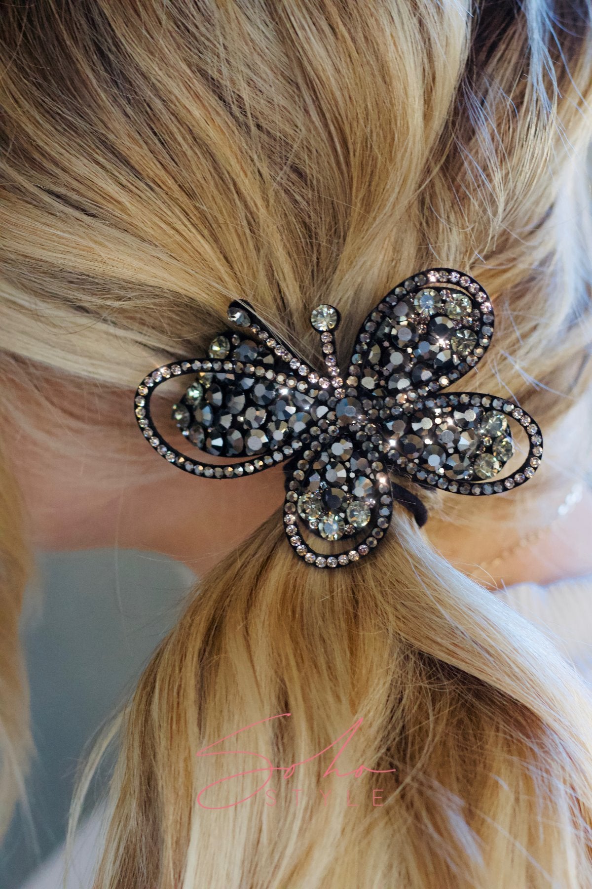 Big butterfly eye crystal barrette Soho Style