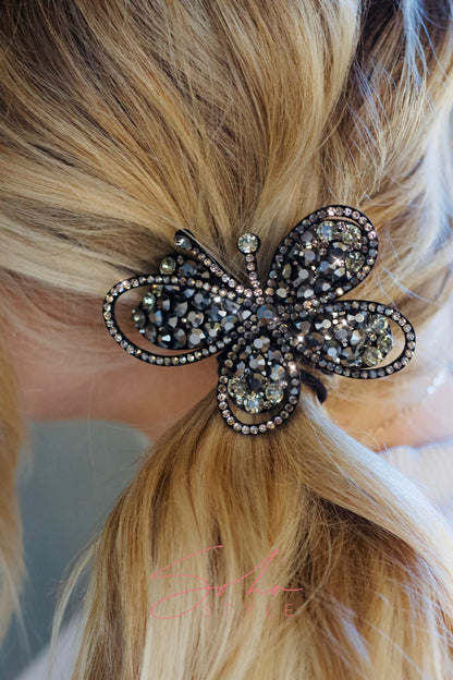 Big butterfly eye crystal barrette Soho Style