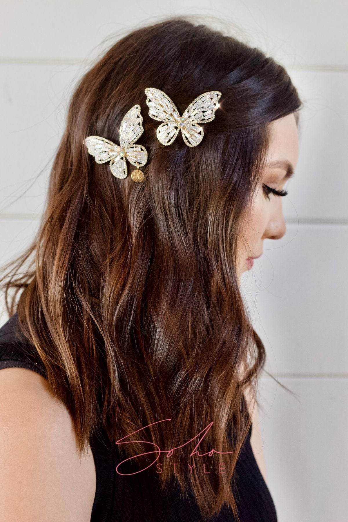 Butterfly Crystal Barrette Soho Style