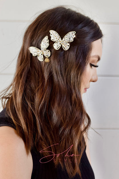 Butterfly Crystal Barrette Soho Style