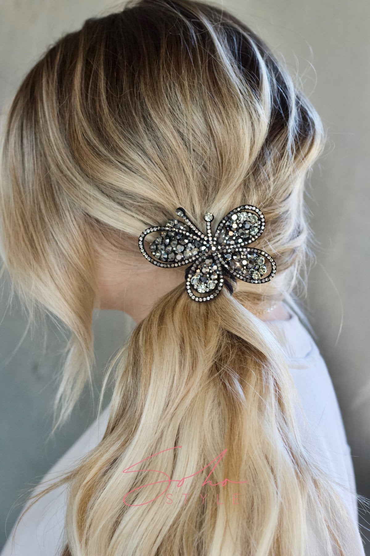 Big butterfly eye crystal barrette Soho Style