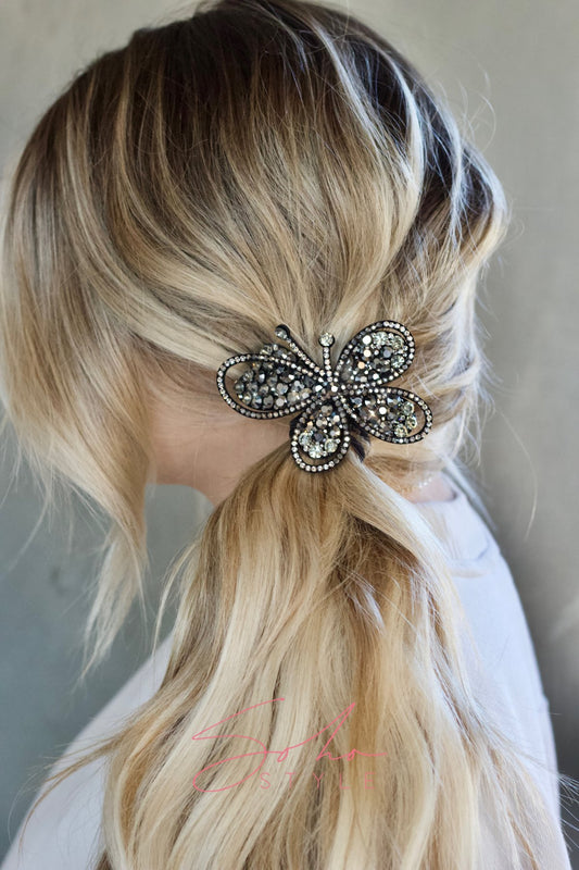 Big butterfly eye crystal barrette Soho Style