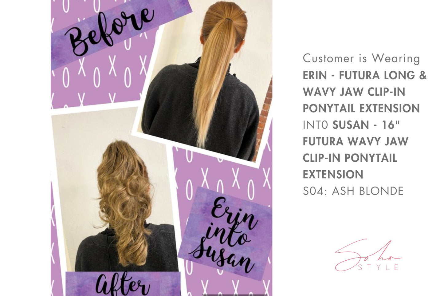 Erin - Futura Long & Wavy Jaw Clip-In Ponytail Extension Hair Extension Soho Style