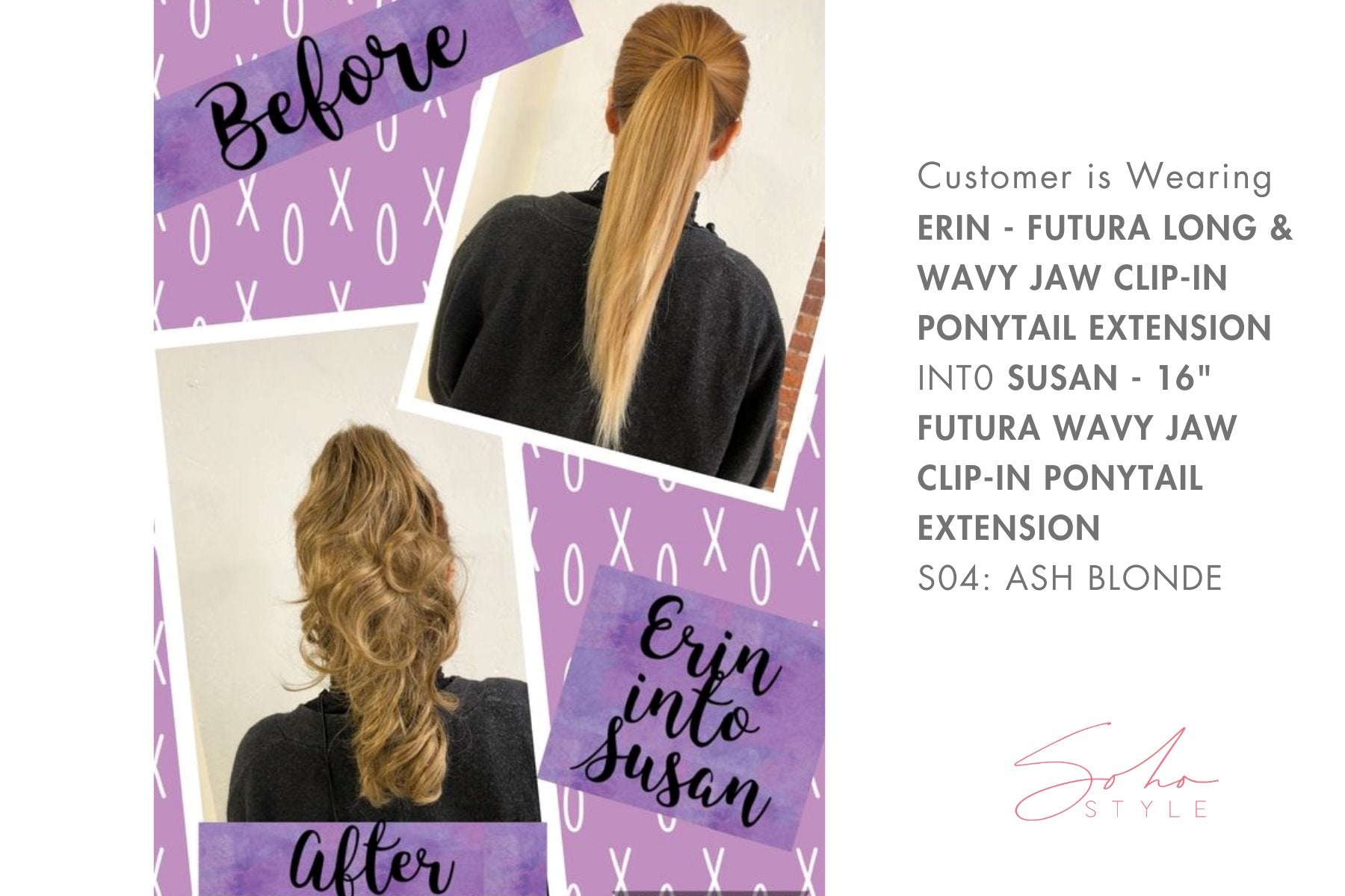 Erin - Futura Long & Wavy Jaw Clip-In Ponytail Extension Hair Extension Soho Style