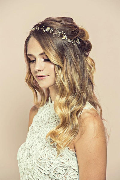 Clara Golden Vine Crystal Headband