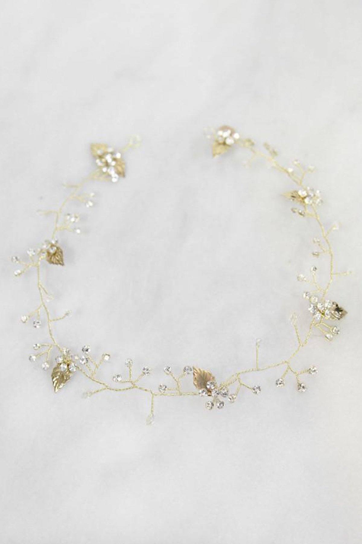 Clara Golden Vine Crystal Hair Crown Headband Soho Style