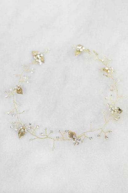 Clara Golden Vine Crystal Hair Crown Headband Soho Style