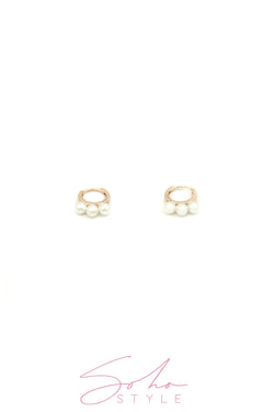 Gold pearl cluster hoop Earring Soho Style