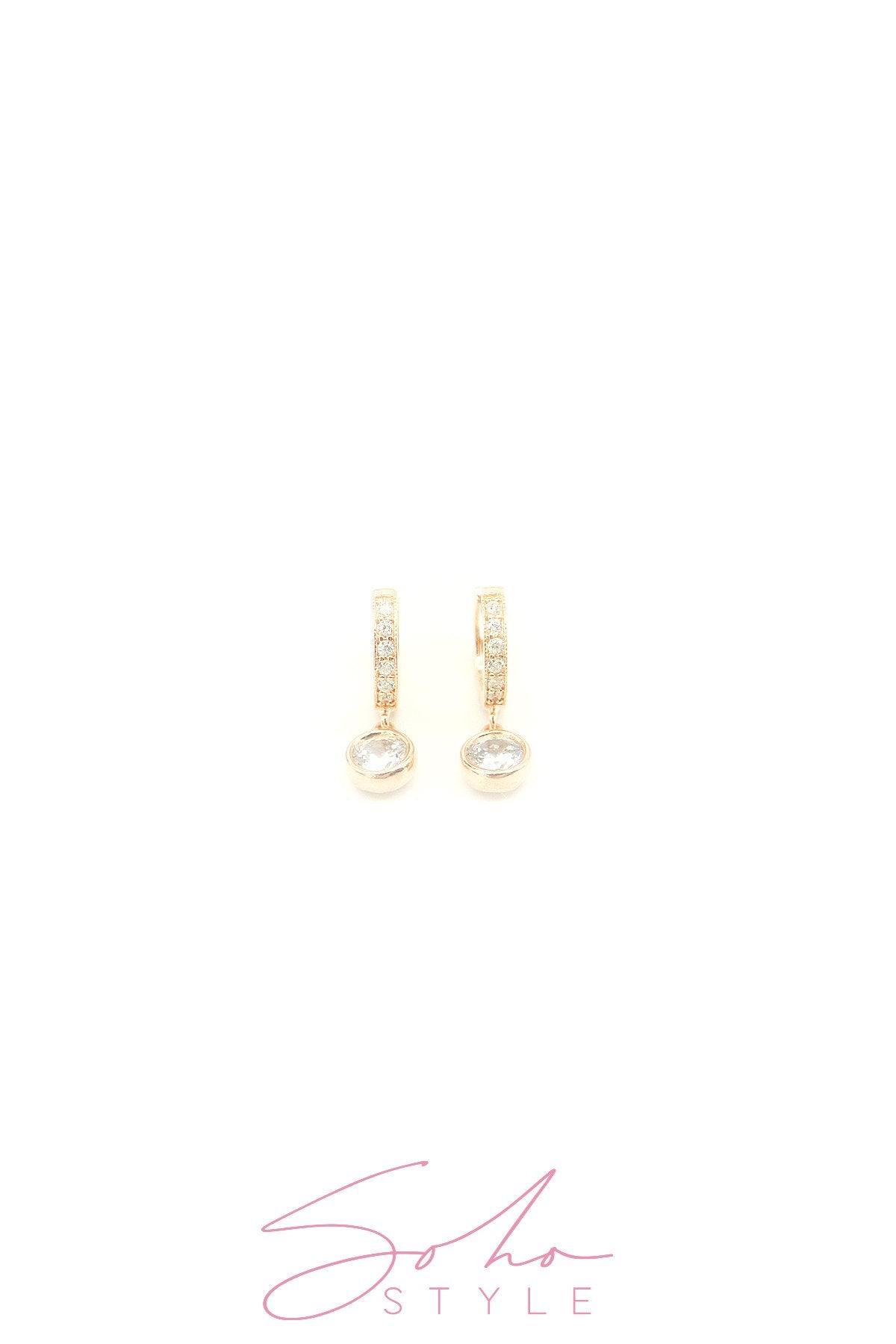 Circle gold diamond hoop earring Earring Soho Style