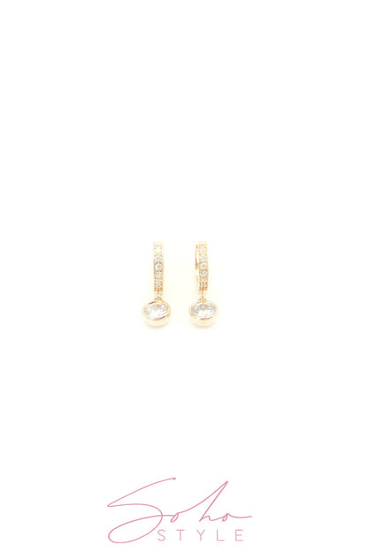 Circle gold diamond hoop earring Earring Soho Style