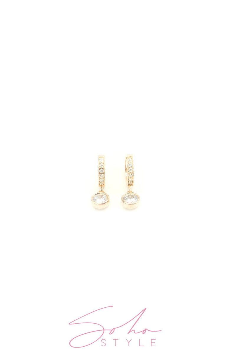 Circle gold diamond hoop earring Earring Soho Style
