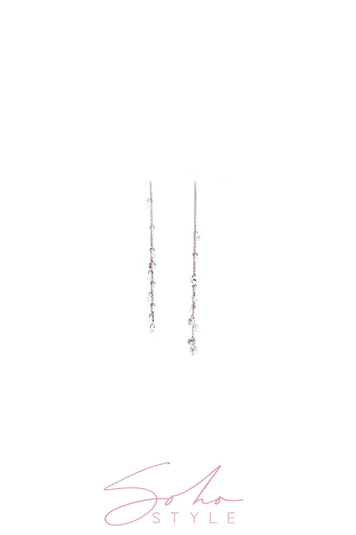 chain hang diamond and pearl Earring Soho Style