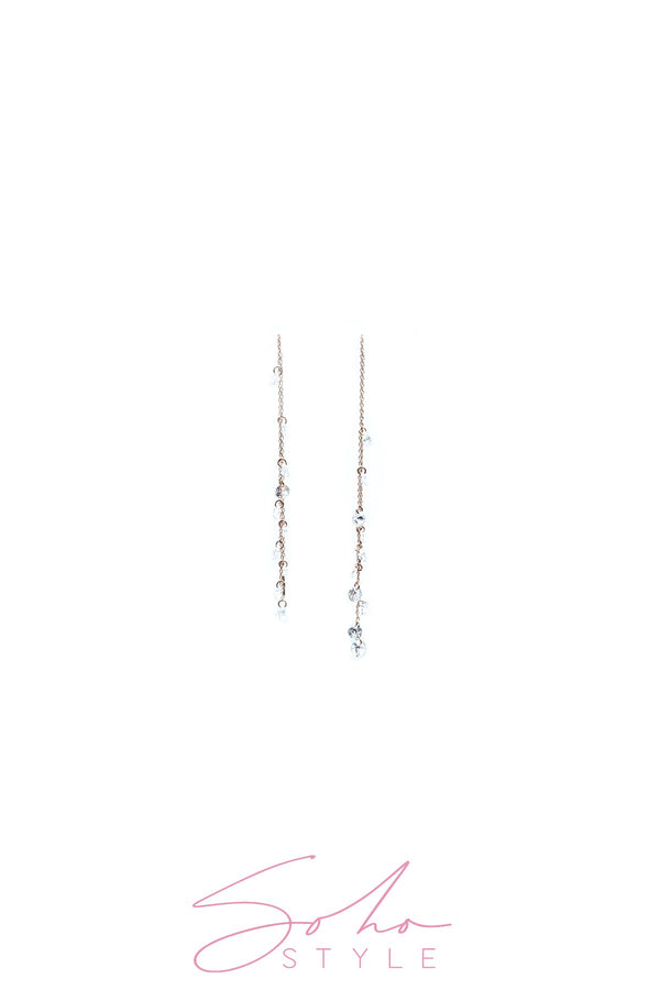 chain hang diamond and pearl Earring Soho Style