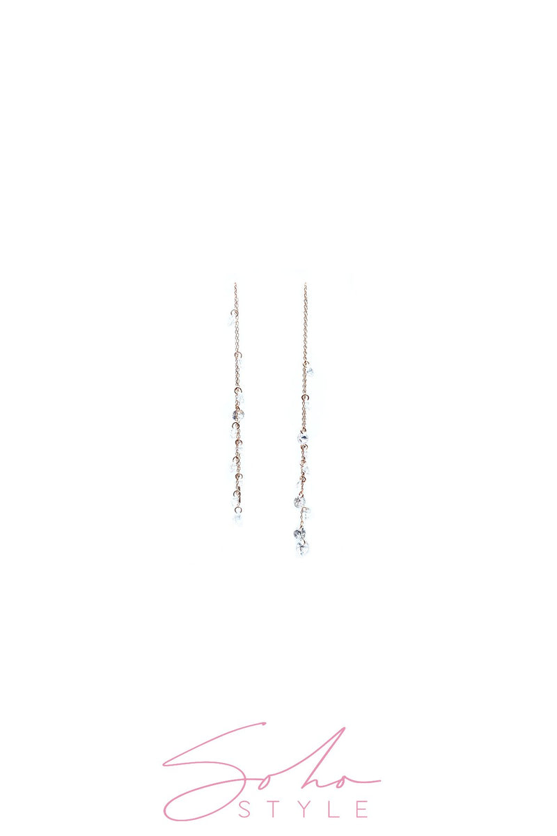chain hang diamond and pearl Earring Soho Style
