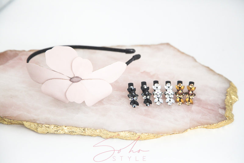 Pink Flower Headband And 6PCS Mini Flower Hair Clips Set Sets Sale