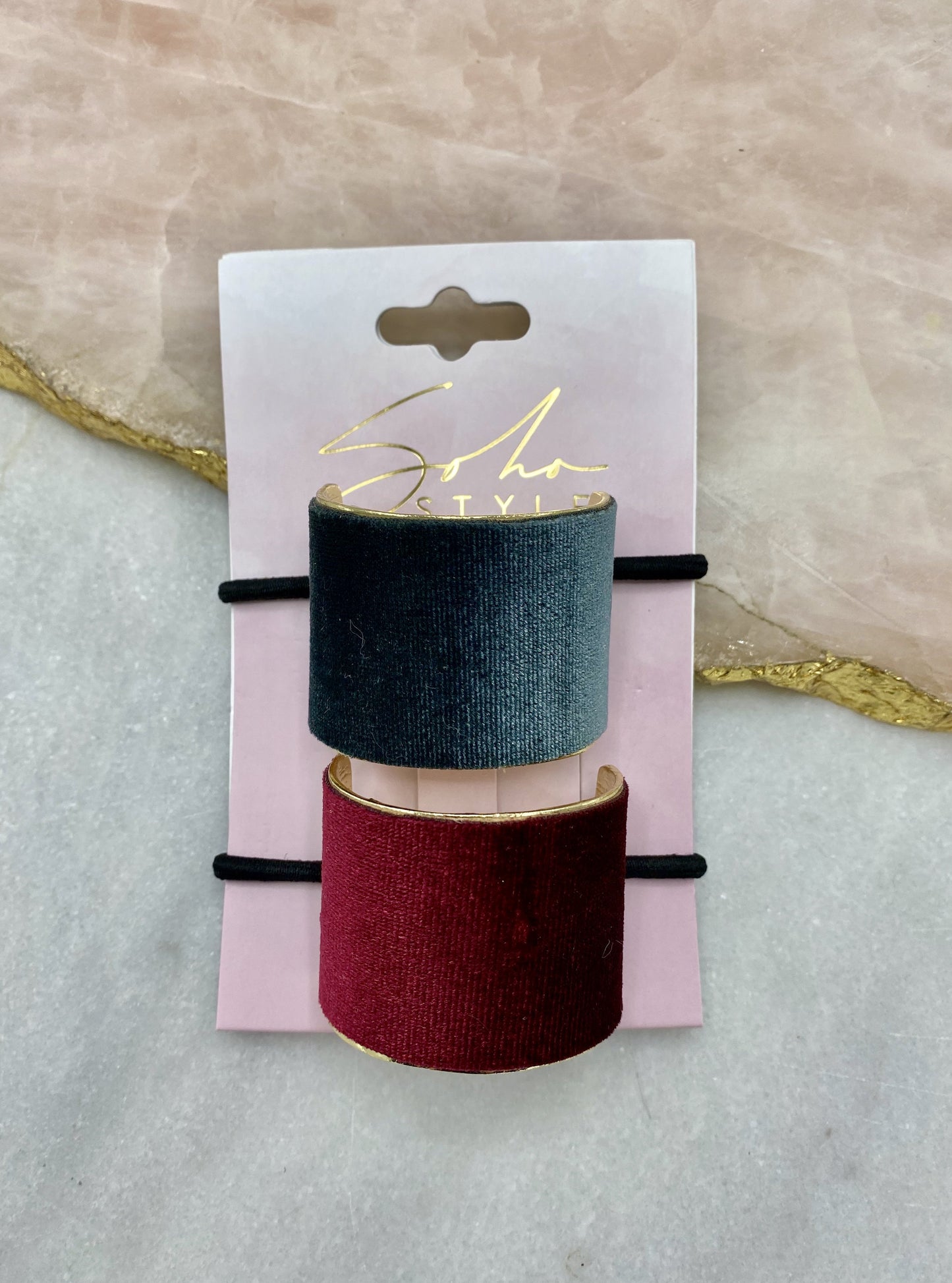 Velvet Coated Ponytail Cuff 2 PCS Set Ponytail Holder Soho Style