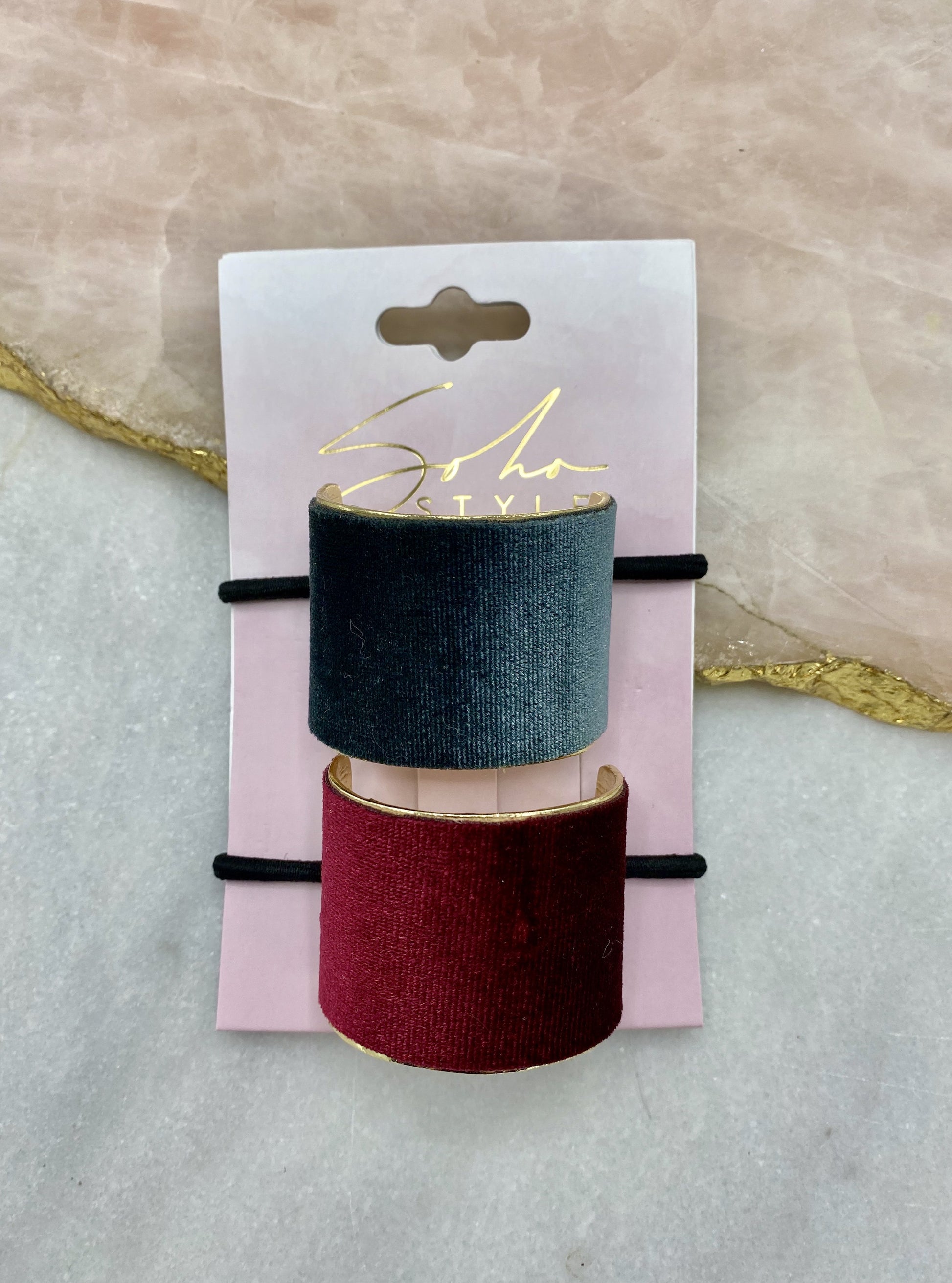 Velvet Coated Ponytail Cuff 2 PCS Set Ponytail Holder Soho Style