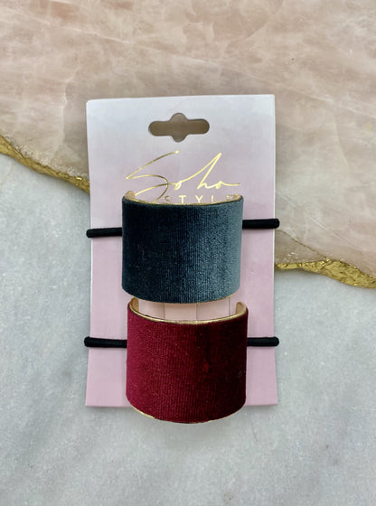 Velvet Coated Ponytail Cuff 2 PCS Set Ponytail Holder Soho Style