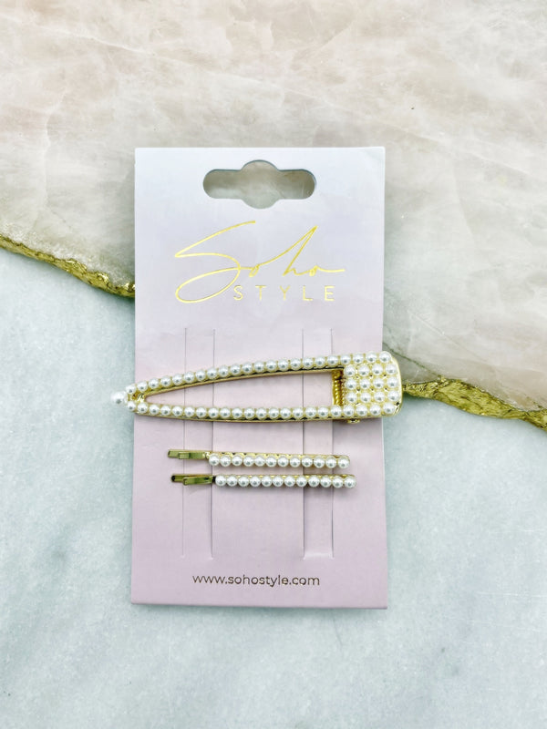 Large Gilded Pearl Hair Clip Set Hair Clip 2019
