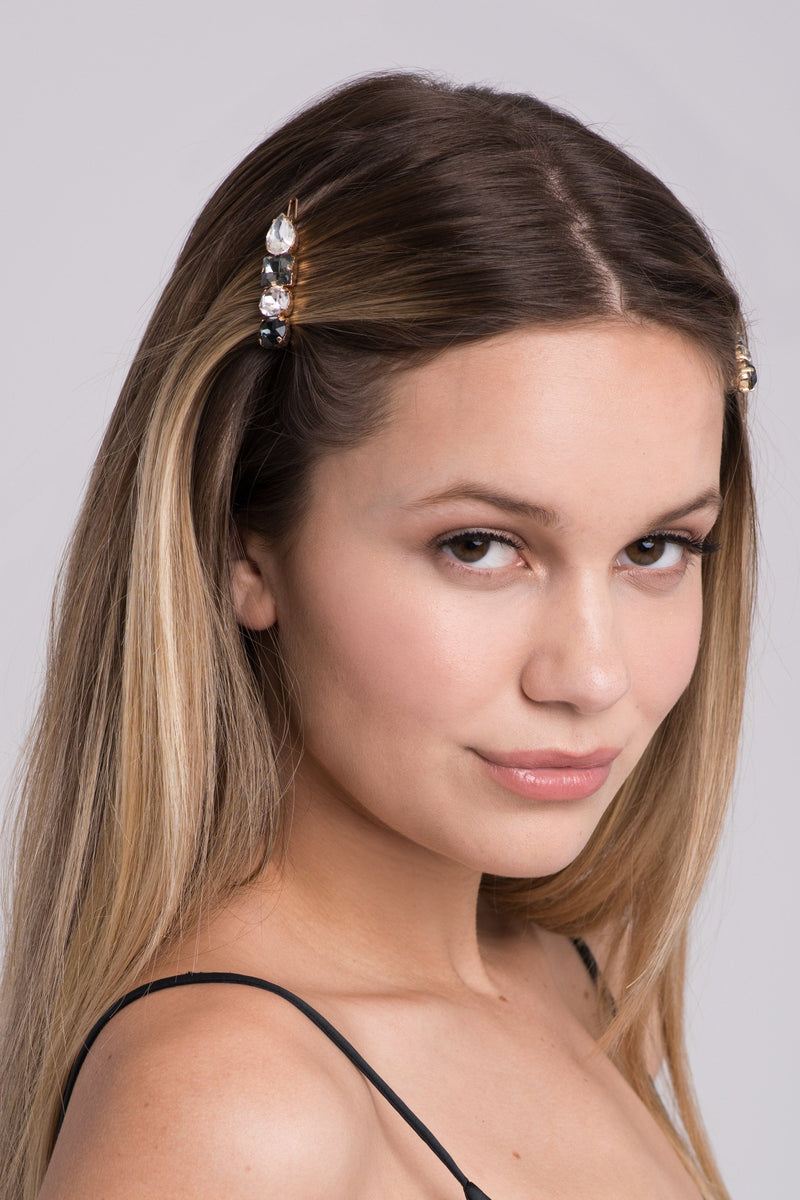Multi-Colored 4-Stone Hair Bejeweled Barrettes Barrette Soho Style