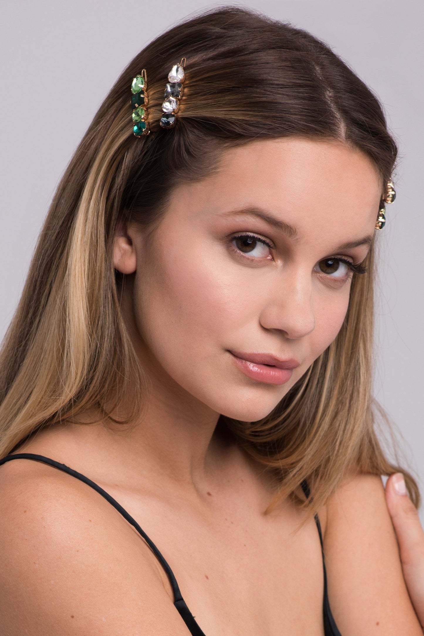 Multi-Colored 4-Stone Hair Bejeweled Barrettes Barrette Soho Style