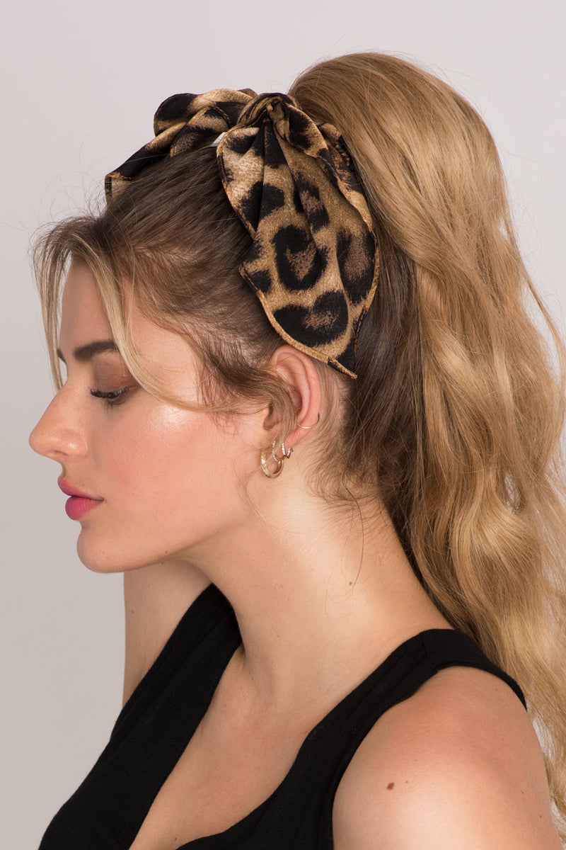New Hollywood Glam Leopard Bow Scrunchie Ponytail Holder 2019